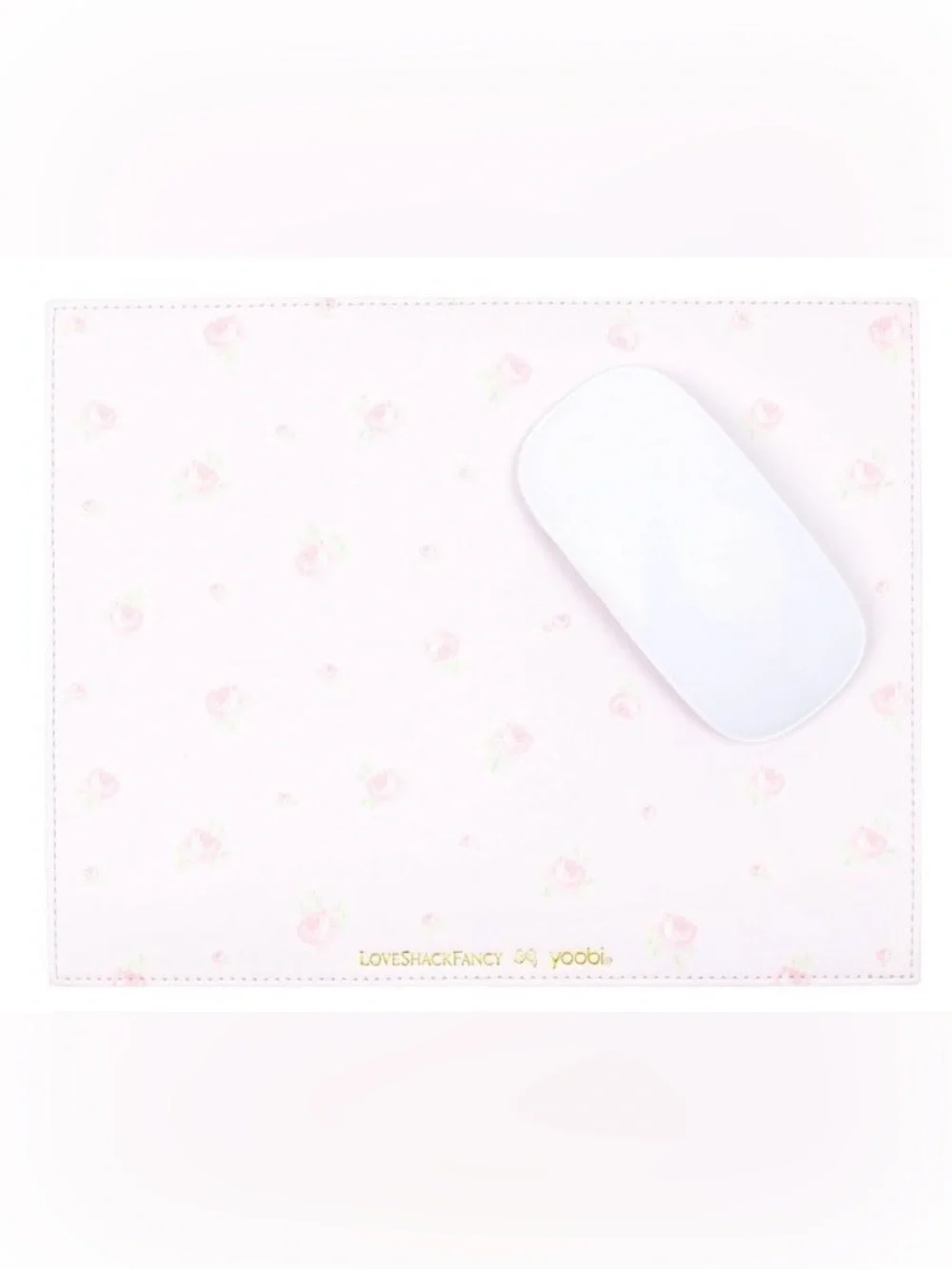 LoveShackFancy Pink Floral Mouse Pad with Rose Print
